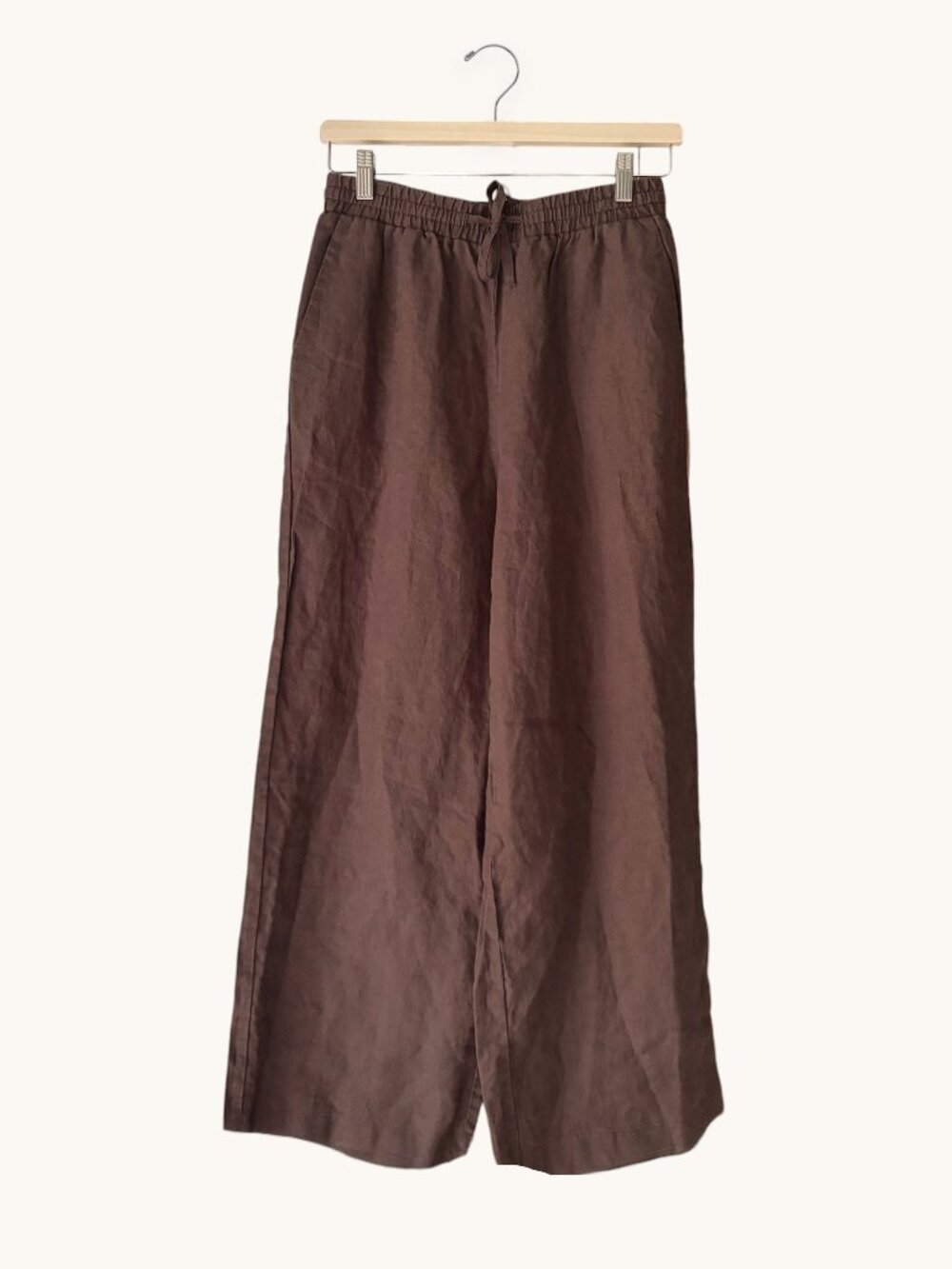 Banana Republic High-Rise Wide-Leg Linen Pull-On Pants, Brown, Size Small
